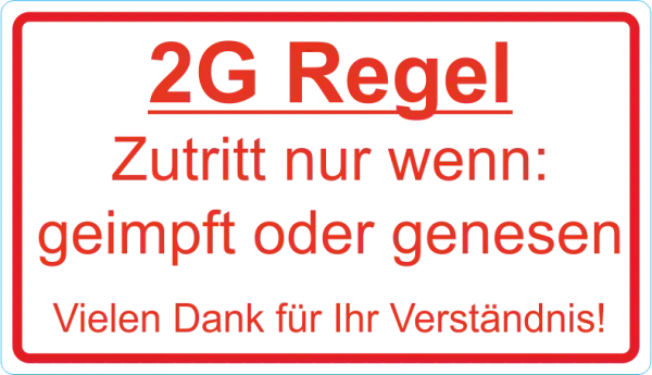 2G Regel Schild als Aufkleber
